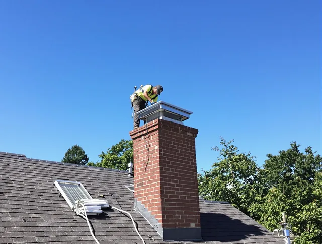 Kendall Chimney Sweep technician measuring a chimney cap in Kendall, FL