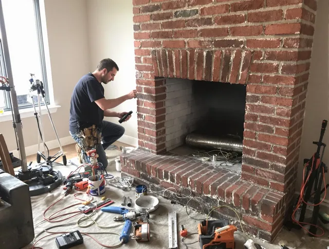 Kendall Chimney Sweep specialist finalizing chimney liner service in Kendall, FL