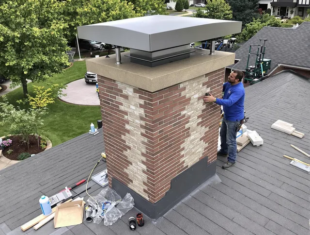 Kendall Chimney Sweep team working on a custom chimney remodel in Kendall, FL